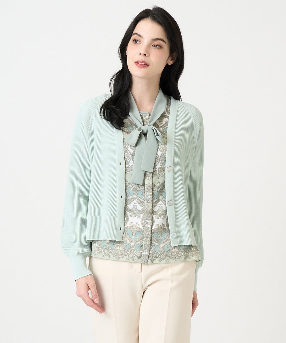 PRSEE02390 CHRISTIAN AUJARD(クリスチャン・オジャール) [アンサンブル対応]ホールガーメントニットカーディガン グリーン