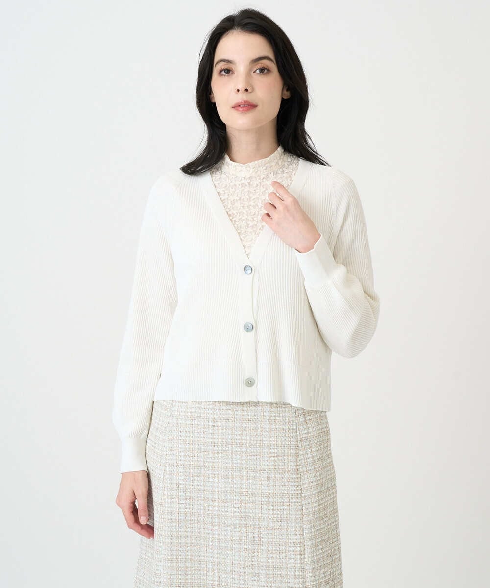 PRSEE02390 CHRISTIAN AUJARD(クリスチャン・オジャール) [アンサンブル対応]ホールガーメントニットカーディガン アイボリー