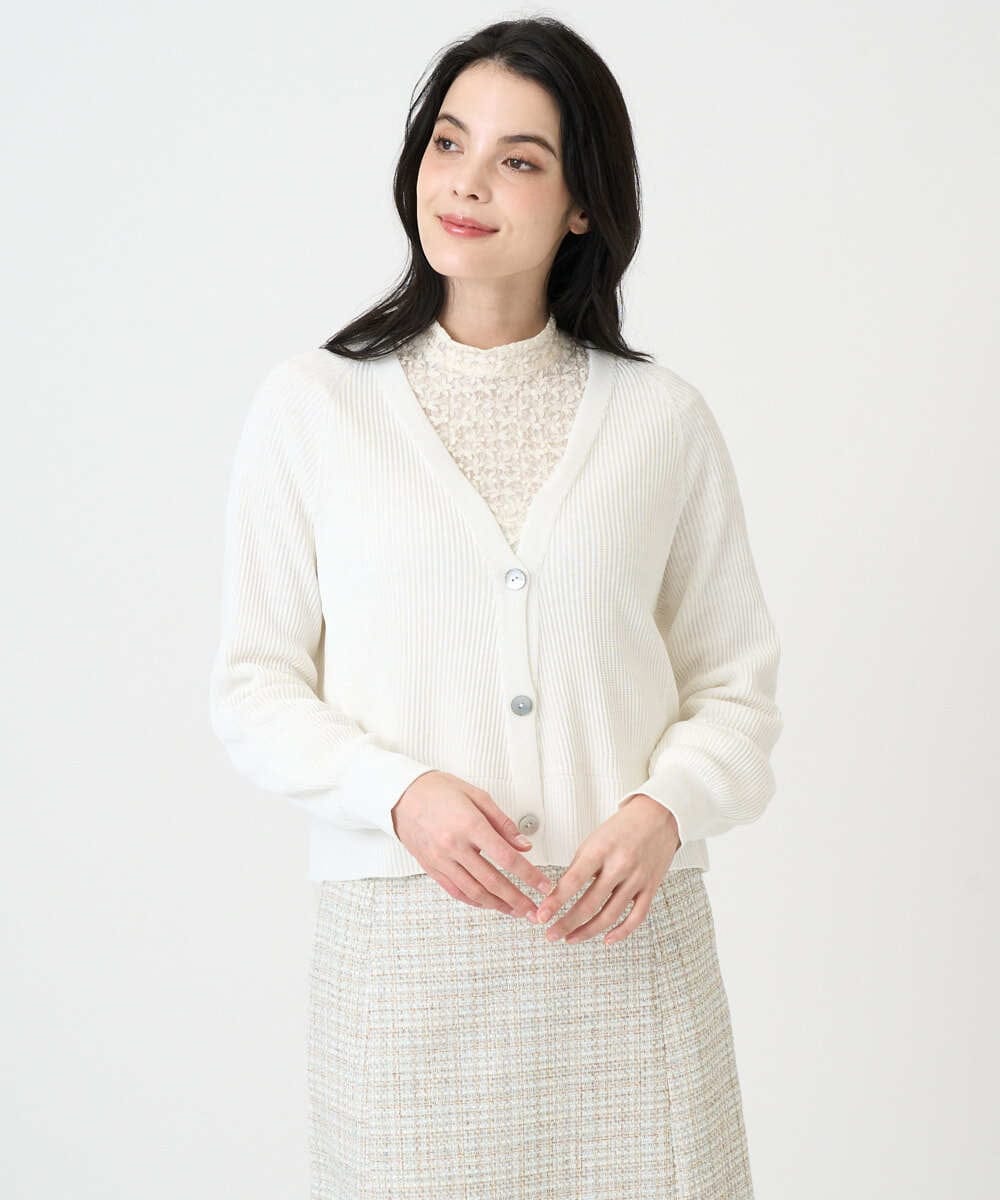 PRSEE02390 CHRISTIAN AUJARD(クリスチャン・オジャール) [アンサンブル対応]ホールガーメントニットカーディガン アイボリー