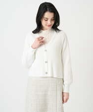 PRSEE02390 CHRISTIAN AUJARD(クリスチャン・オジャール) [アンサンブル対応]ホールガーメントニットカーディガン アイボリー