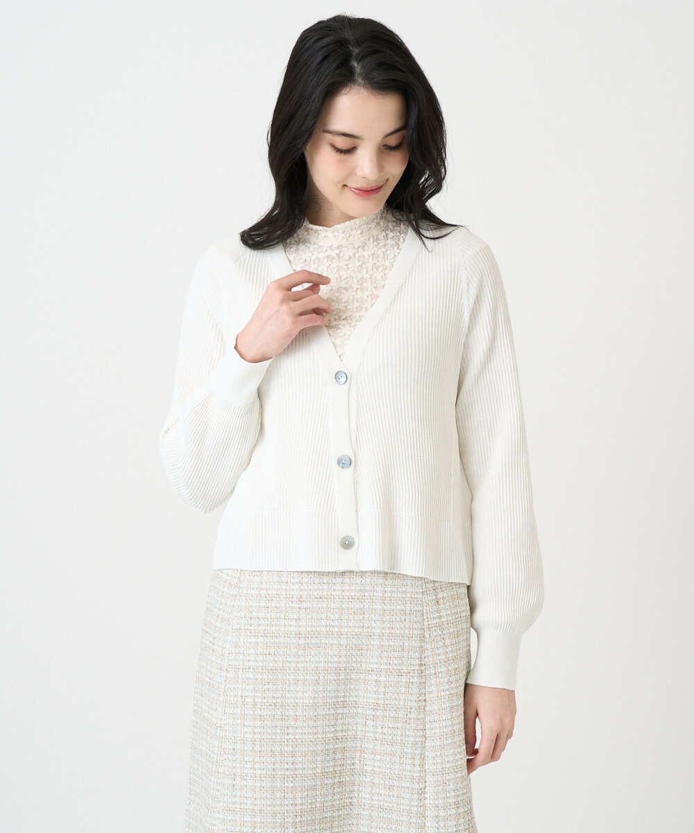 PRSEE02390 CHRISTIAN AUJARD(クリスチャン・オジャール) [アンサンブル対応]ホールガーメントニットカーディガン アイボリー