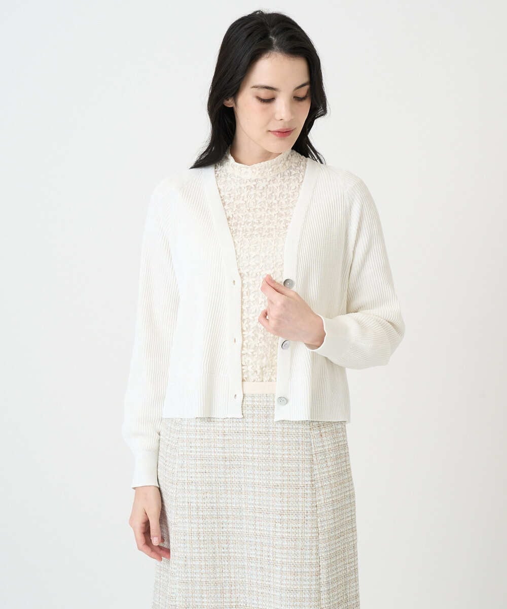 PRSEE02390 CHRISTIAN AUJARD(クリスチャン・オジャール) [アンサンブル対応]ホールガーメントニットカーディガン アイボリー