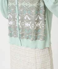 PRSEE03490 CHRISTIAN AUJARD(クリスチャン・オジャール) [アンサンブル対応]レーシーオーナメントプリントカーディガン グリーン