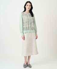 PRSEE03490 CHRISTIAN AUJARD(クリスチャン・オジャール) [アンサンブル対応]レーシーオーナメントプリントカーディガン グリーン