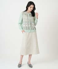 PRSEE03490 CHRISTIAN AUJARD(クリスチャン・オジャール) [アンサンブル対応]レーシーオーナメントプリントカーディガン グリーン