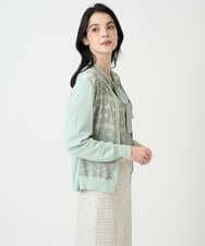 PRSEE03490 CHRISTIAN AUJARD(クリスチャン・オジャール) [アンサンブル対応]レーシーオーナメントプリントカーディガン グリーン