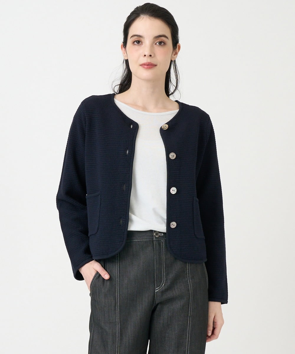 PRSEE10460 CHRISTIAN AUJARD(クリスチャン・オジャール) ツィーディーニットジャケット ネイビー