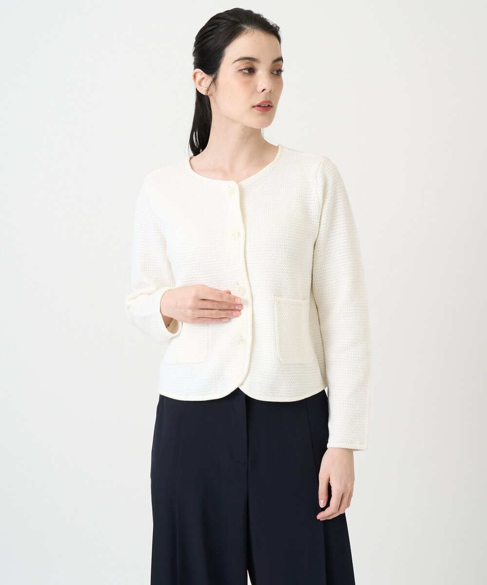 PRSEE10460 CHRISTIAN AUJARD(クリスチャン・オジャール) ツィーディーニットジャケット アイボリー