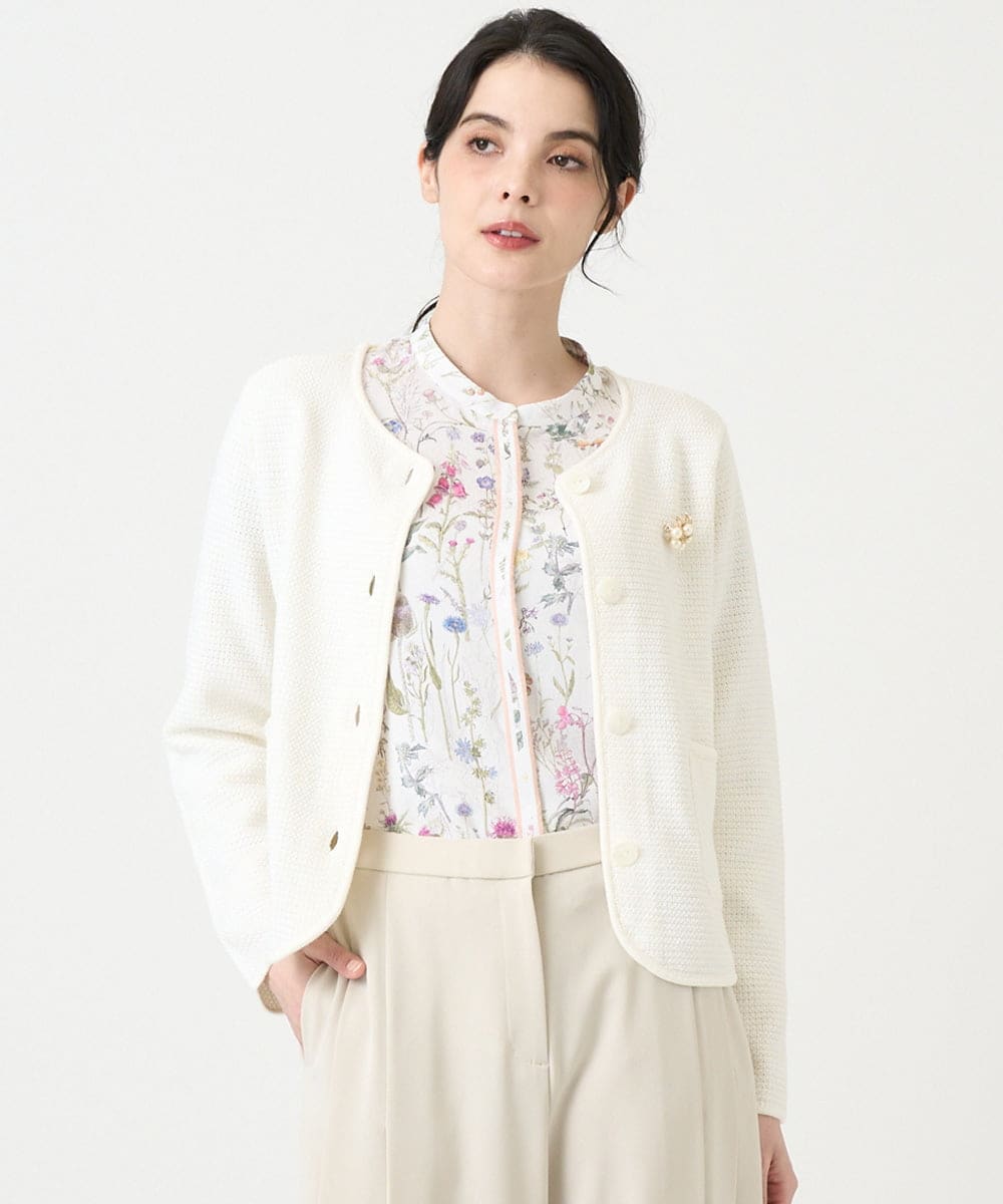 PRSEE10460 CHRISTIAN AUJARD(クリスチャン・オジャール) ツィーディーニットジャケット アイボリー