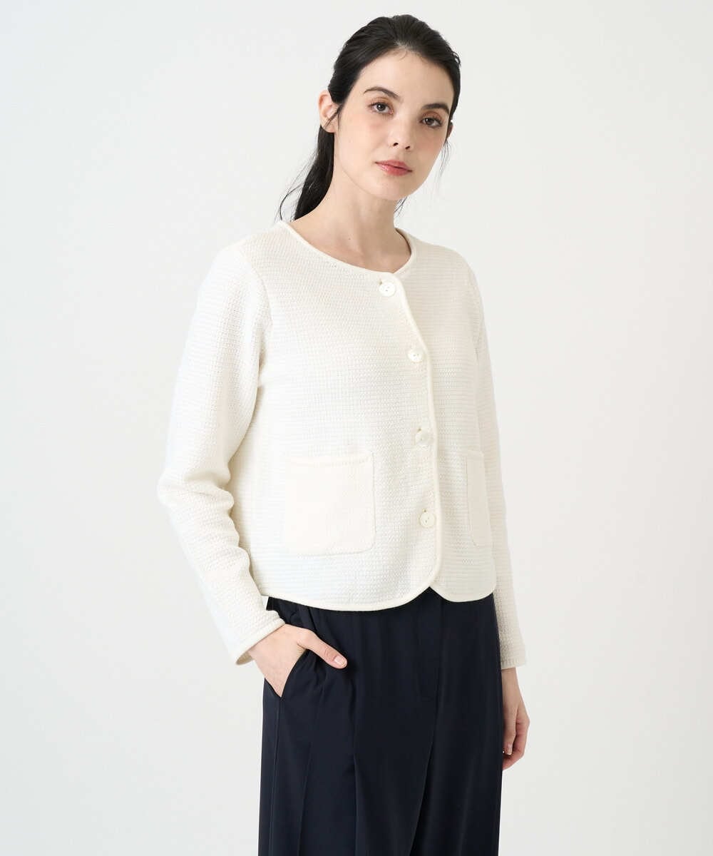 PRSEE10460 CHRISTIAN AUJARD(クリスチャン・オジャール) ツィーディーニットジャケット アイボリー