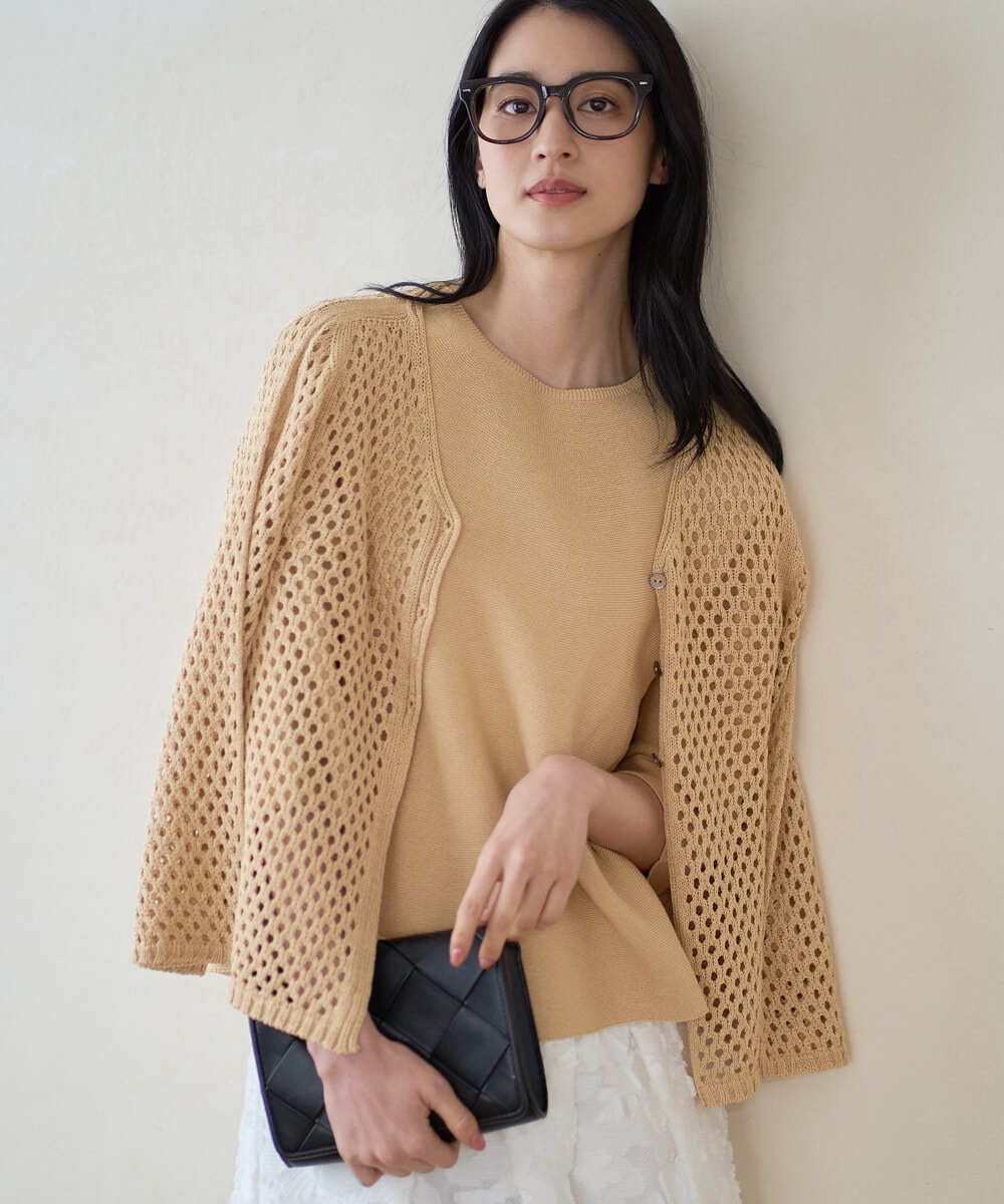 PRSGD22330 CHRISTIAN AUJARD(クリスチャン・オジャール) リネンライクニットカーディガン マスタード