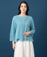 PRSGD22330 CHRISTIAN AUJARD(クリスチャン・オジャール) リネンライクニットカーディガン ライトブルー