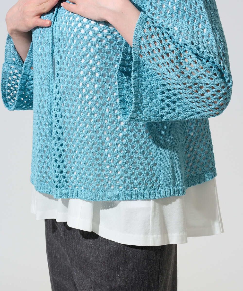 PRSGD22330 CHRISTIAN AUJARD(クリスチャン・オジャール) リネンライクニットカーディガン ライトブルー