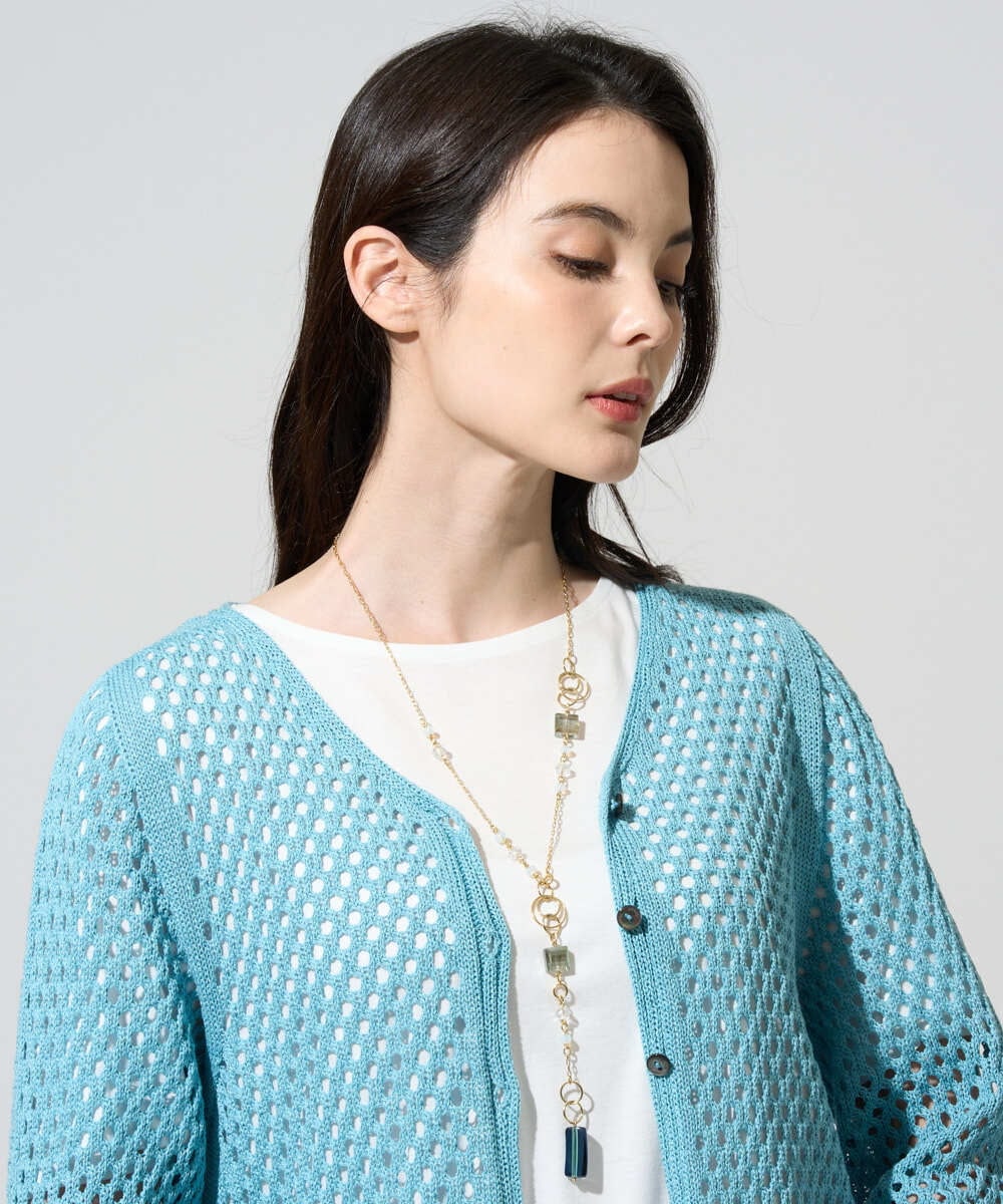 PRSGD22330 CHRISTIAN AUJARD(クリスチャン・オジャール) リネンライクニットカーディガン ライトブルー
