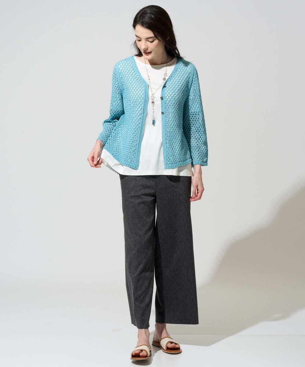 PRSGD22330 CHRISTIAN AUJARD(クリスチャン・オジャール) リネンライクニットカーディガン ライトブルー