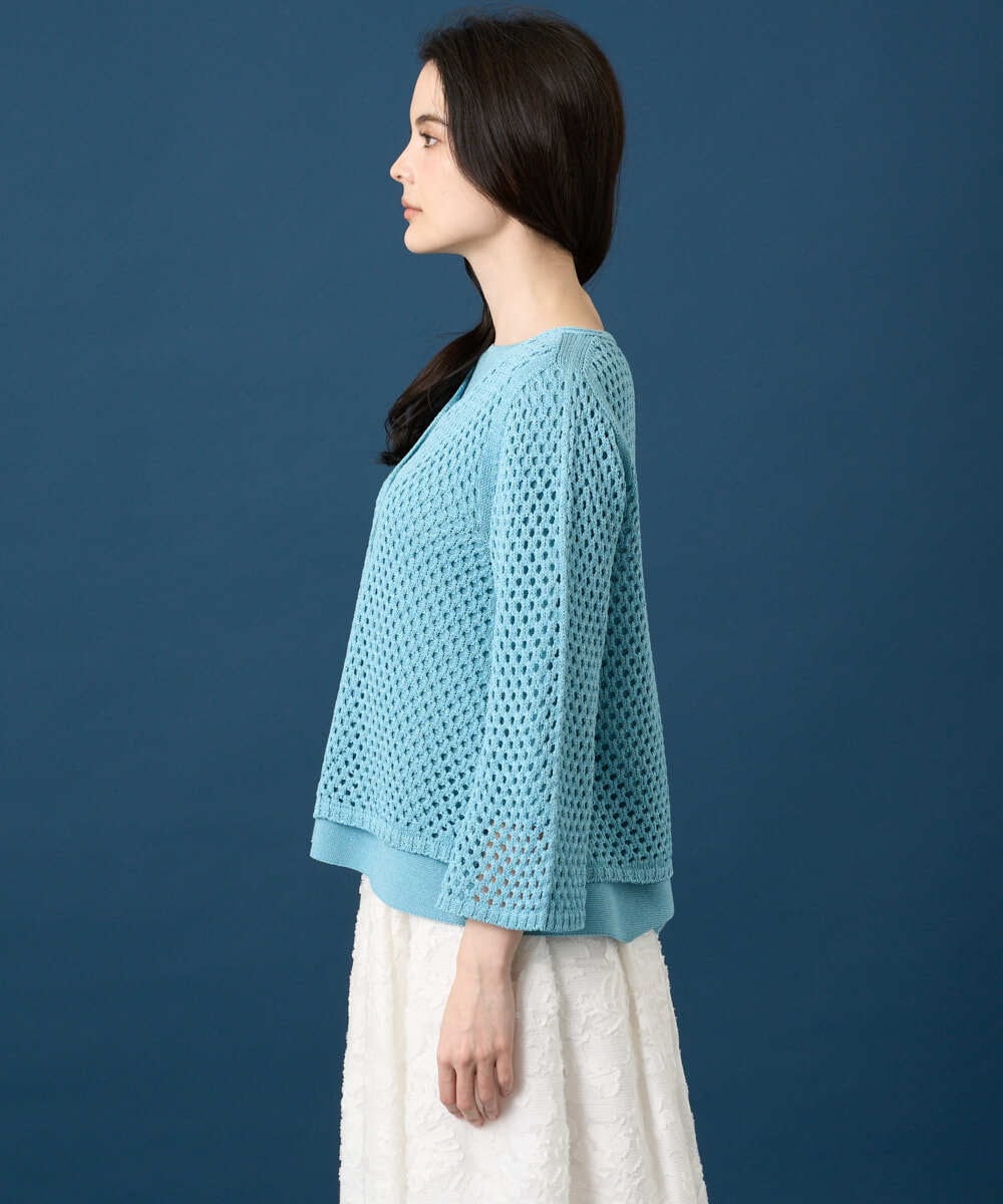 PRSGD22330 CHRISTIAN AUJARD(クリスチャン・オジャール) リネンライクニットカーディガン ライトブルー