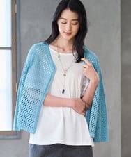 PRSGD22330 CHRISTIAN AUJARD(クリスチャン・オジャール) リネンライクニットカーディガン ライトブルー