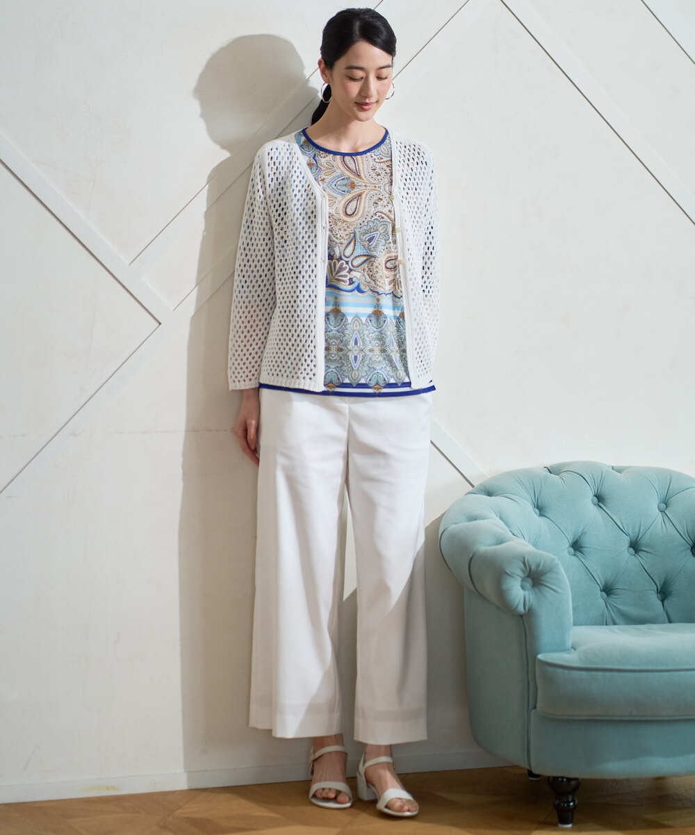 PRSGD22330 CHRISTIAN AUJARD(クリスチャン・オジャール) リネンライクニットカーディガン ホワイト