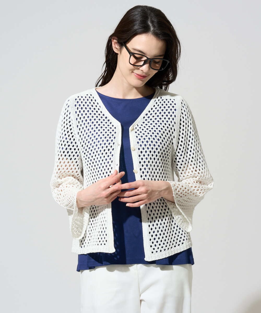 PRSGD22330 CHRISTIAN AUJARD(クリスチャン・オジャール) リネンライクニットカーディガン ホワイト