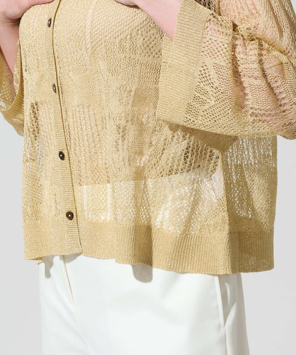 PRSGD56390 CHRISTIAN AUJARD(クリスチャン・オジャール) シャイニーメッシュ羽織り ゴールド