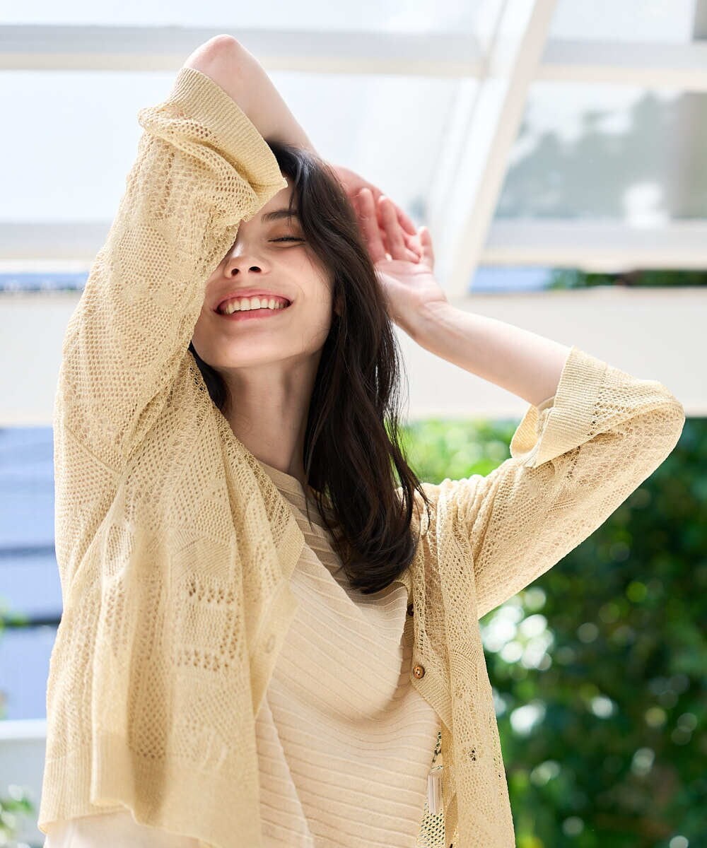 PRSGD56390 CHRISTIAN AUJARD(クリスチャン・オジャール) シャイニーメッシュ羽織り ゴールド