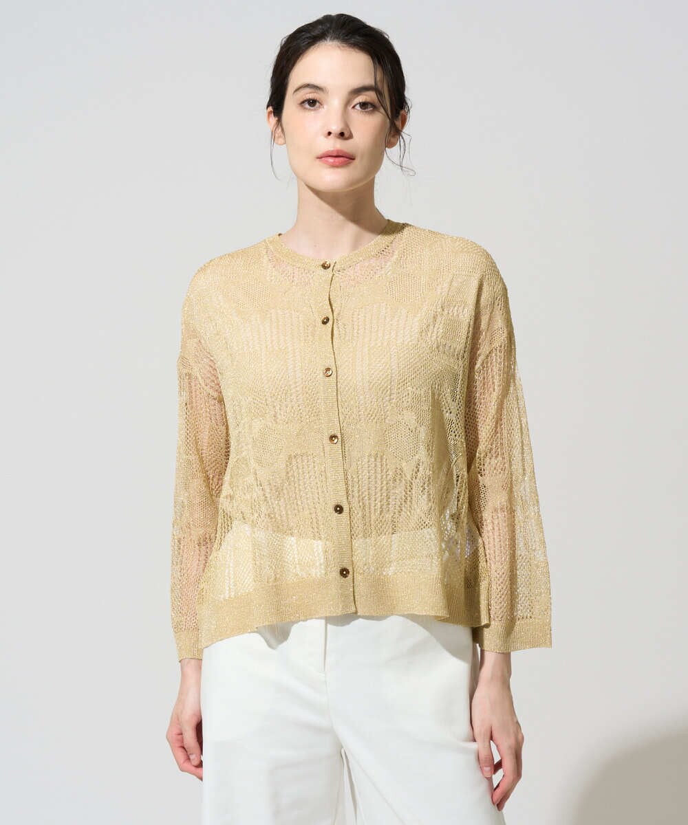 PRSGD56390 CHRISTIAN AUJARD(クリスチャン・オジャール) シャイニーメッシュ羽織り ゴールド