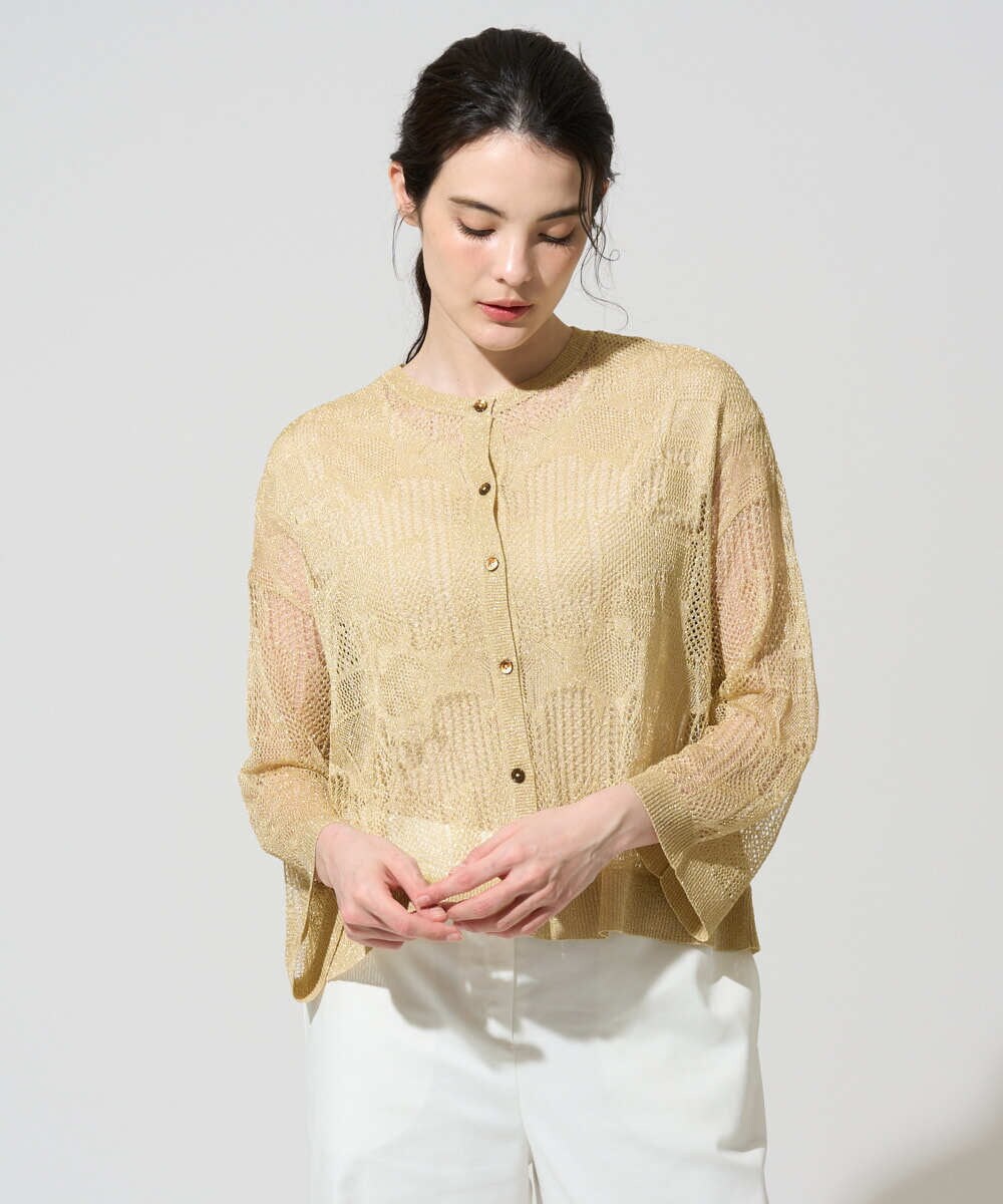 PRSGD56390 CHRISTIAN AUJARD(クリスチャン・オジャール) シャイニーメッシュ羽織り ゴールド