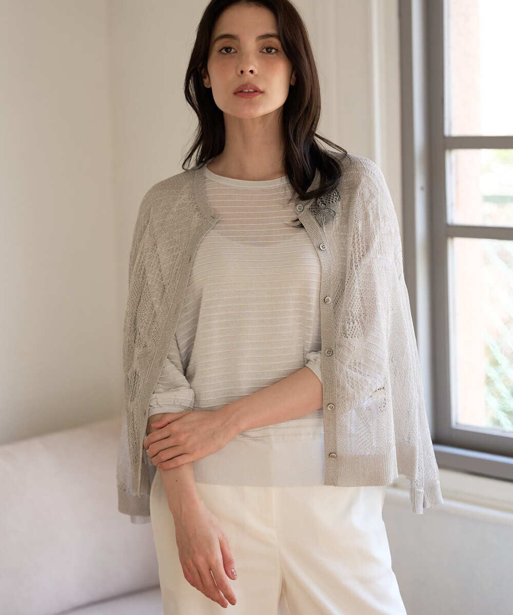 PRSGD56390 CHRISTIAN AUJARD(クリスチャン・オジャール) シャイニーメッシュ羽織り シルバー