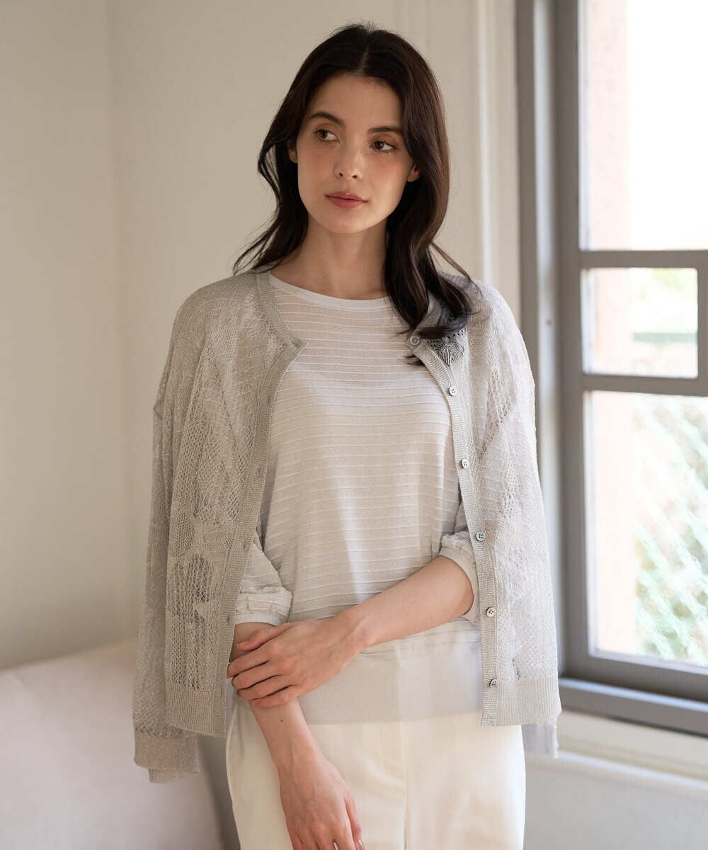 PRSGD56390 CHRISTIAN AUJARD(クリスチャン・オジャール) シャイニーメッシュ羽織り シルバー