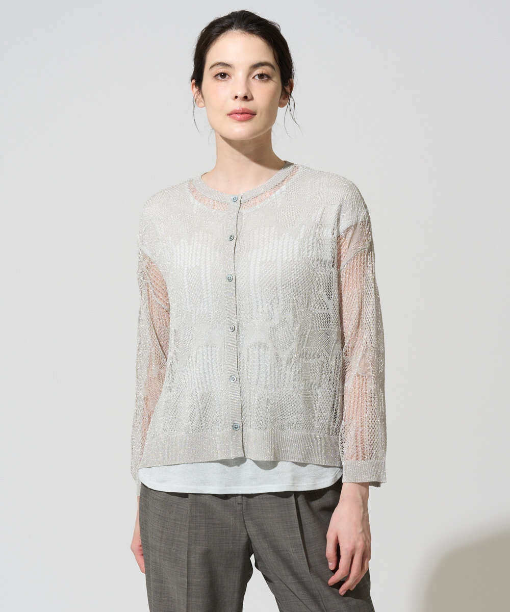 PRSGD56390 CHRISTIAN AUJARD(クリスチャン・オジャール) シャイニーメッシュ羽織り シルバー