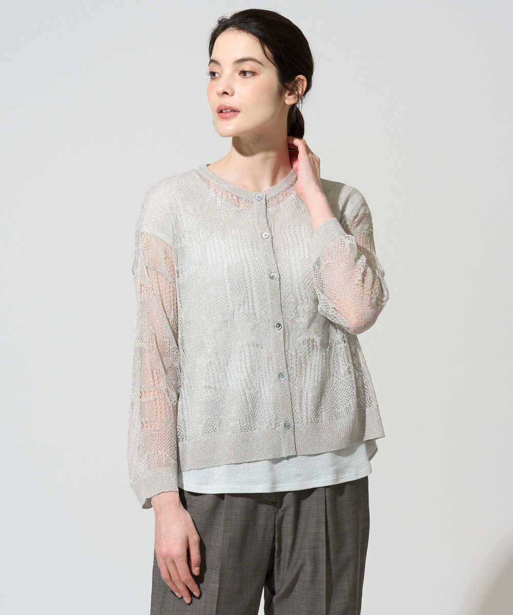 PRSGD56390 CHRISTIAN AUJARD(クリスチャン・オジャール) シャイニーメッシュ羽織り シルバー