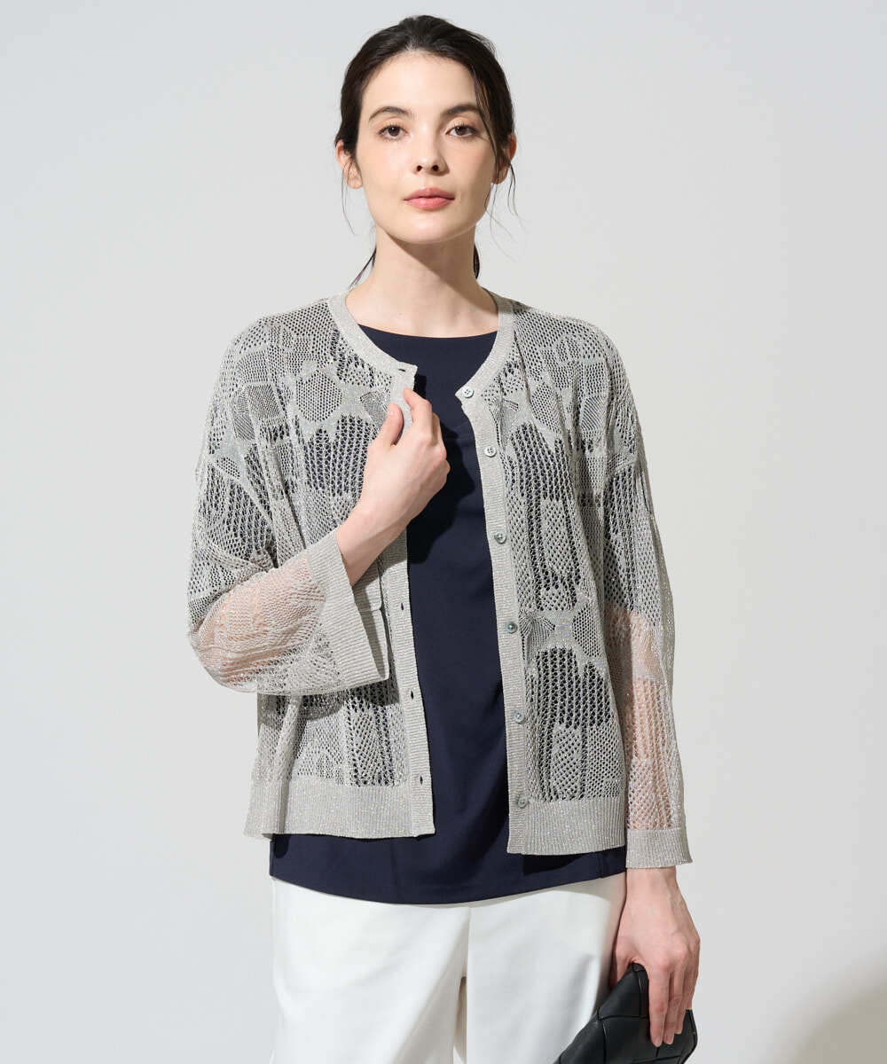 PRSGD56390 CHRISTIAN AUJARD(クリスチャン・オジャール) シャイニーメッシュ羽織り シルバー