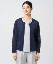 PRSGE10490 CHRISTIAN AUJARD(クリスチャン・オジャール) スクエアージャカード羽織り ネイビー