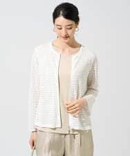 PRSGE10490 CHRISTIAN AUJARD(クリスチャン・オジャール) スクエアージャカード羽織り アイボリー