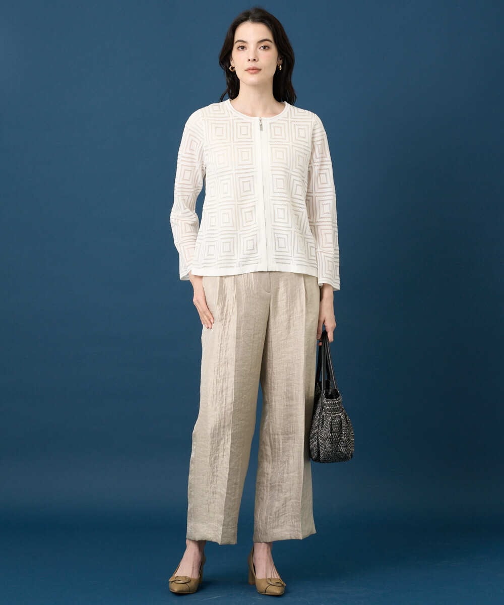 PRSGE10490 CHRISTIAN AUJARD(クリスチャン・オジャール) スクエアージャカード羽織り アイボリー