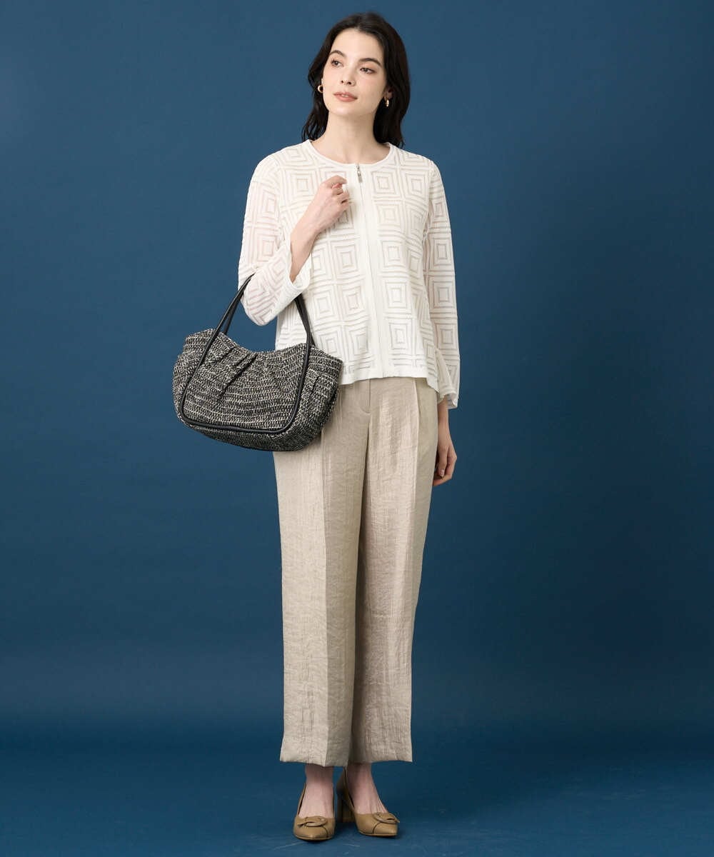 PRSGE10490 CHRISTIAN AUJARD(クリスチャン・オジャール) スクエアージャカード羽織り アイボリー