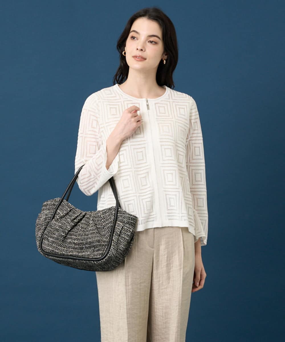 PRSGE10490 CHRISTIAN AUJARD(クリスチャン・オジャール) スクエアージャカード羽織り アイボリー