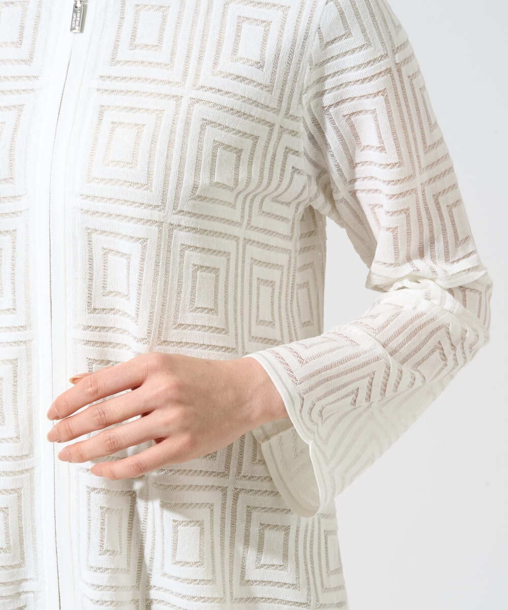 PRSGE10490 CHRISTIAN AUJARD(クリスチャン・オジャール) スクエアージャカード羽織り アイボリー