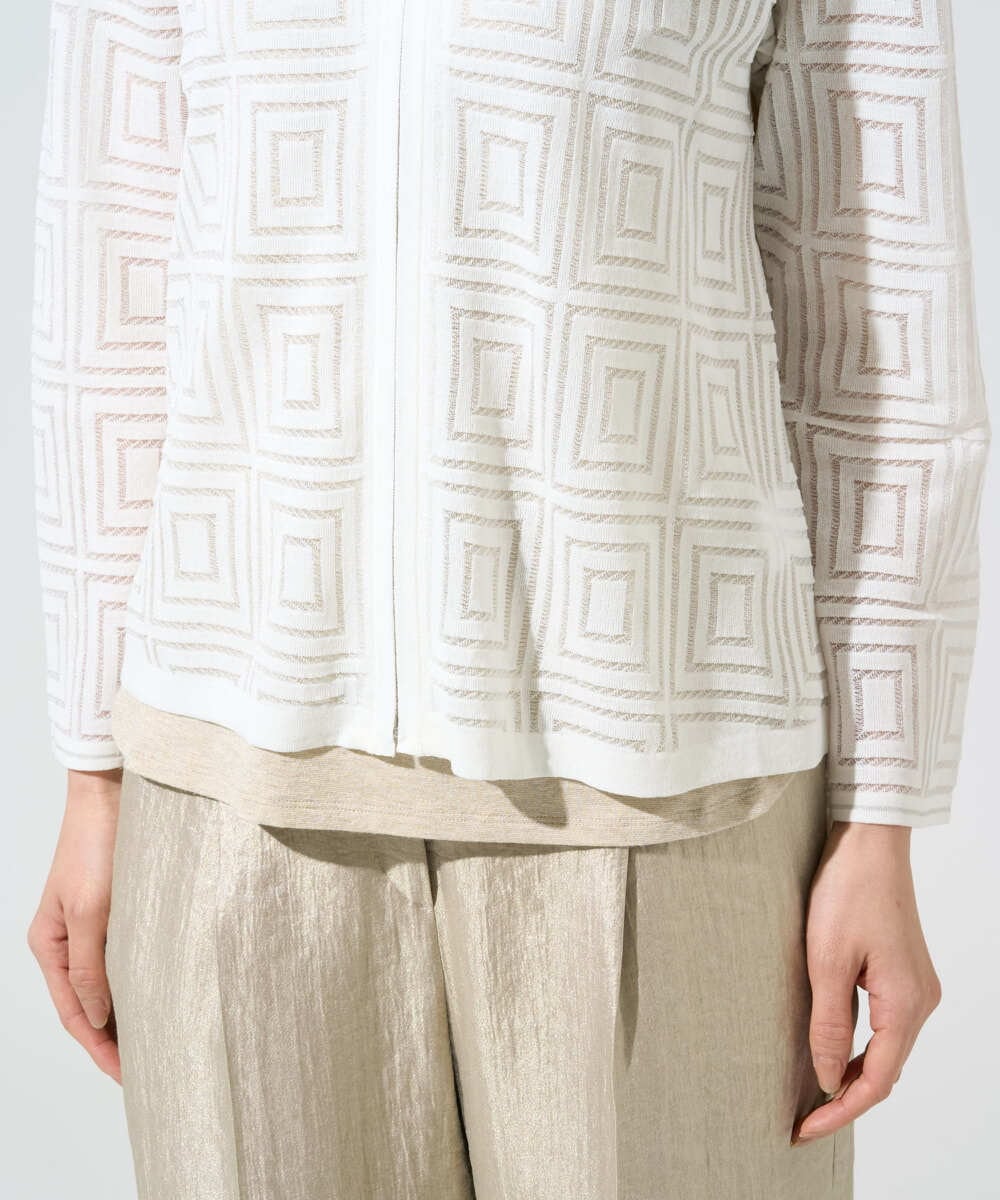 PRSGE10490 CHRISTIAN AUJARD(クリスチャン・オジャール) スクエアージャカード羽織り アイボリー