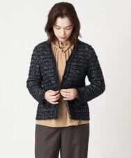 PRSJS31560 CHRISTIAN AUJARD(クリスチャン・オジャール) ファンシーチェックニットジャケット ブラック系