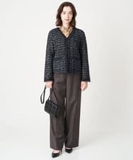 PRSJS31560 CHRISTIAN AUJARD(クリスチャン・オジャール) ファンシーチェックニットジャケット ブラック系