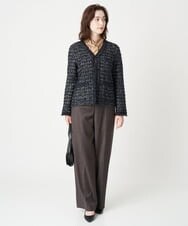 PRSJS31560 CHRISTIAN AUJARD(クリスチャン・オジャール) ファンシーチェックニットジャケット ブラック系