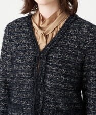 PRSJS31560 CHRISTIAN AUJARD(クリスチャン・オジャール) ファンシーチェックニットジャケット ブラック系
