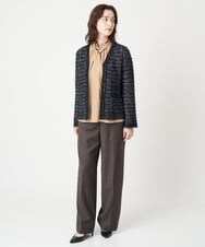 PRSJS31560 CHRISTIAN AUJARD(クリスチャン・オジャール) ファンシーチェックニットジャケット ブラック系