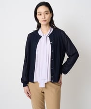 PRSJV25450 CHRISTIAN AUJARD(クリスチャン・オジャール) [ドライタッチ]プリーツデザインカーディガン ネイビー