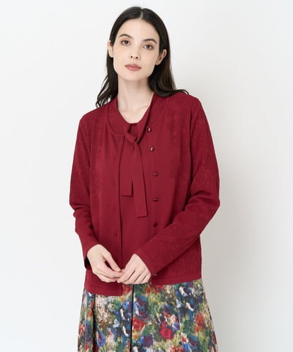 PRSJV31400  [アンサンブル対応]メッシュ柄ニットカーディガン