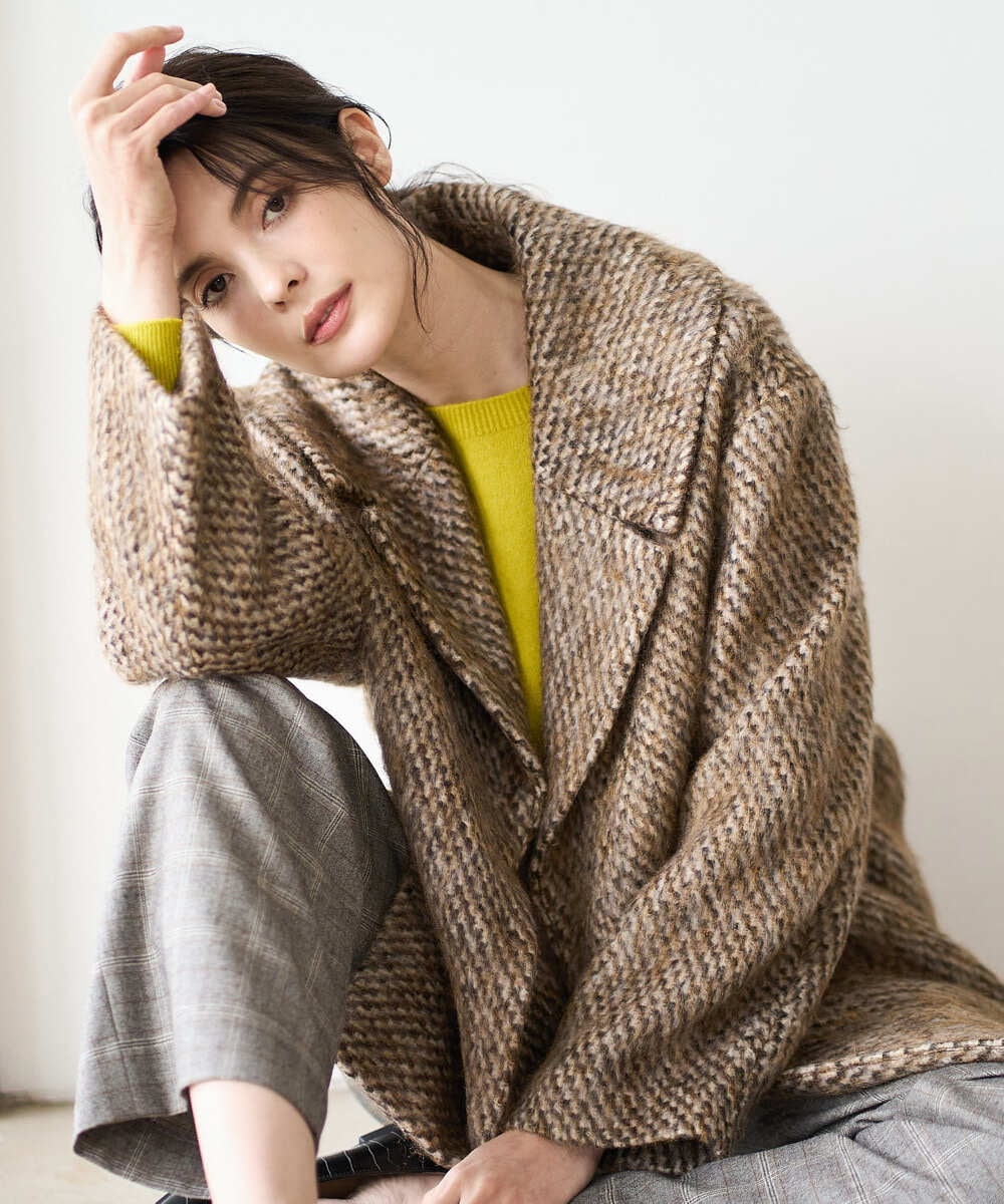 PRUAD30790 CHRISTIAN AUJARD(クリスチャン・オジャール) シャギーオーバーコート ブラウン