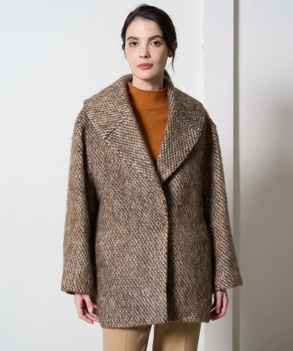 PRUAD30790 CHRISTIAN AUJARD(クリスチャン・オジャール) シャギーオーバーコート ブラウン