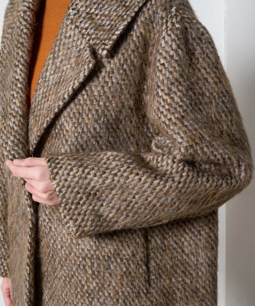 PRUAD30790 CHRISTIAN AUJARD(クリスチャン・オジャール) シャギーオーバーコート ブラウン