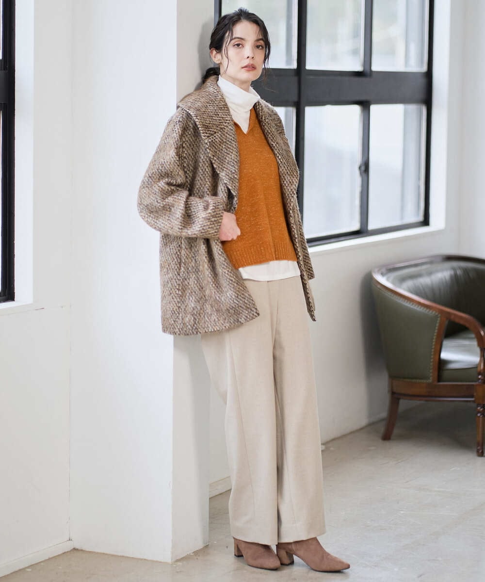 PRUAD30790 CHRISTIAN AUJARD(クリスチャン・オジャール) シャギーオーバーコート ブラウン